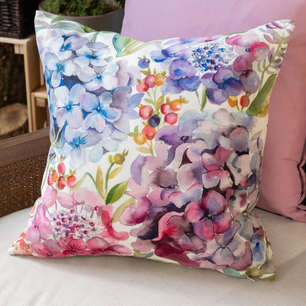 Laura Ashley Hydrangea Outdoor Cushion Purple Cambridge