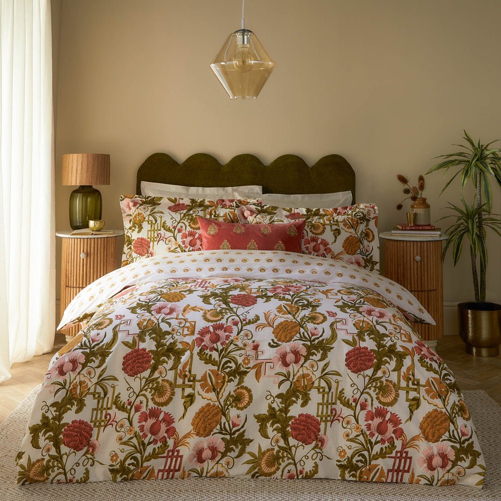 Ishana Reversible Floral Duvet Cover Set Russet