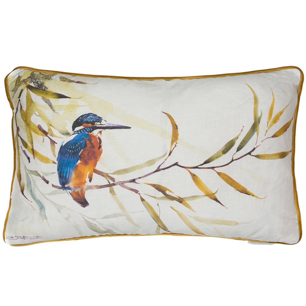 Laura Ashley Kingfisher Printed Feather Cushion Evergreen