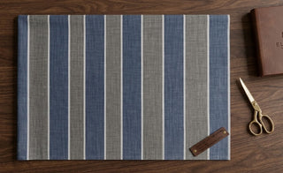 LAURA ASHLEY Classic Slate Blue &amp; Grey Striped Fabric