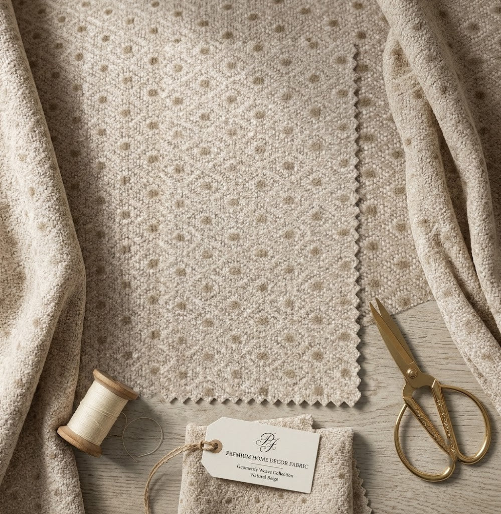 LAURA ASHLEY Melbreak Geo Light Natural Fabric