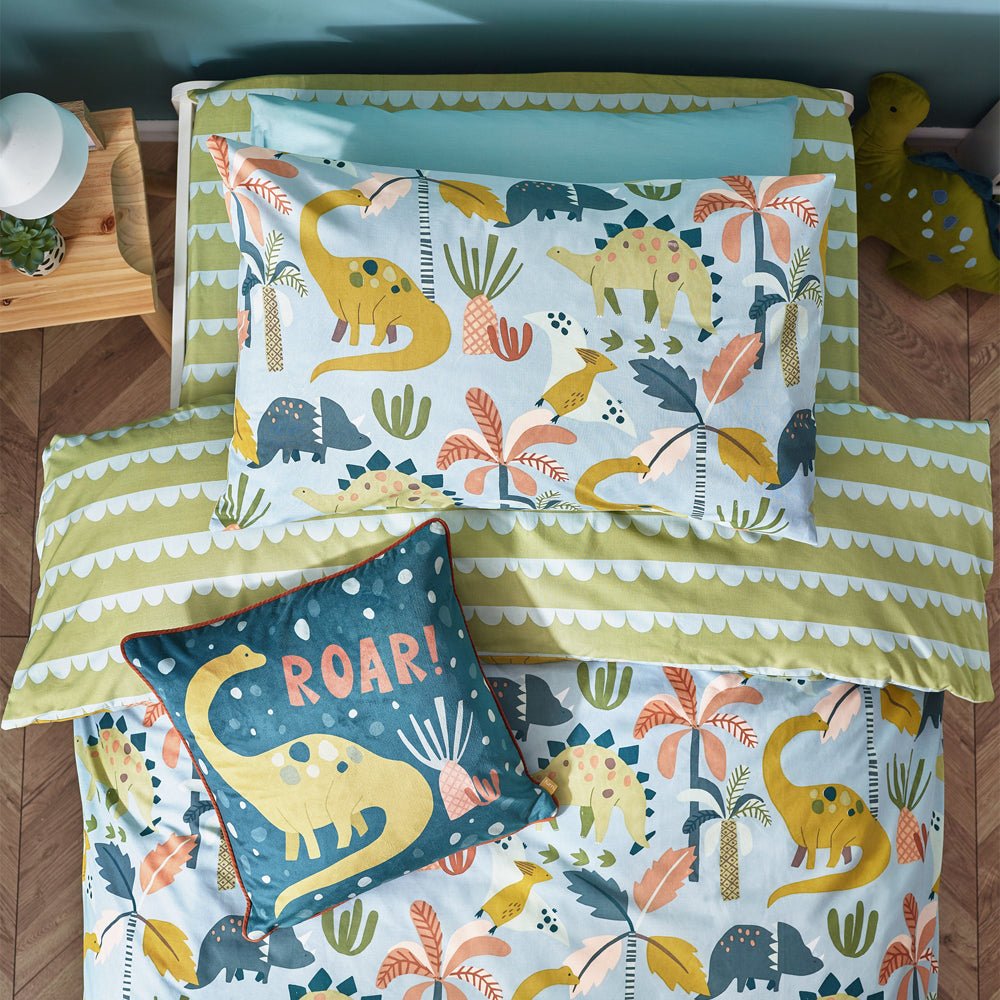 Laura Ashley Little Dinos Scandi Duvet Cover Set Blue