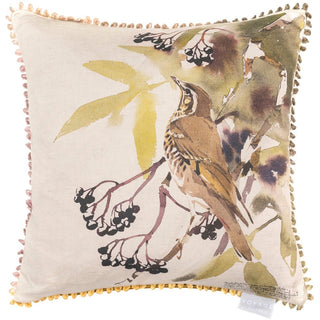 Laura Ashley Lynwood Printed Feather Cushion Olive