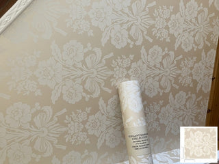 Laura Ashley Premium Floral Damask Wallpaper - Cream &amp; Taupe