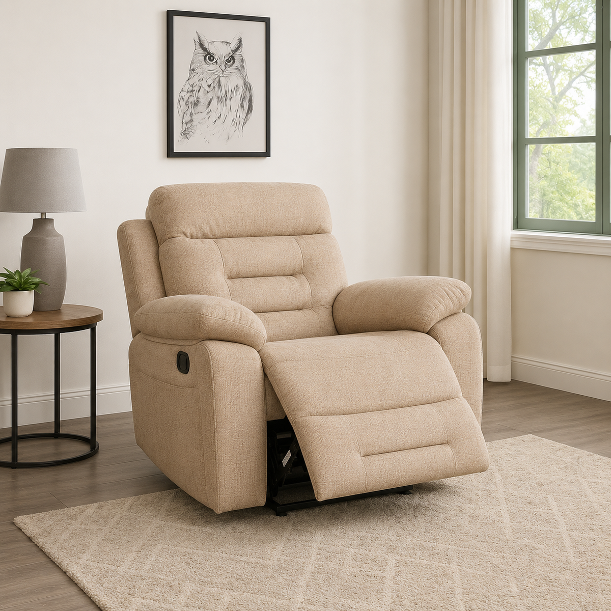 Wakefield Latte Fabric 1 Seater Manual Recliner Chair - Laura Ashley