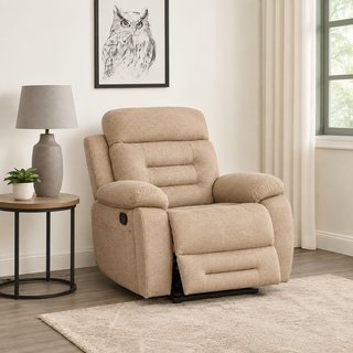 Wakefield Latte Fabric 1 Seater Manual Recliner Chair - Laura Ashley