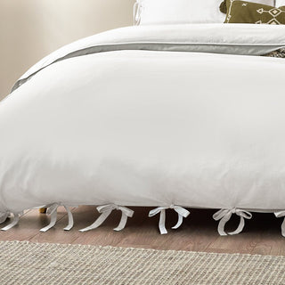 Mallow Bow Tie Duvet Cover Set Warm White