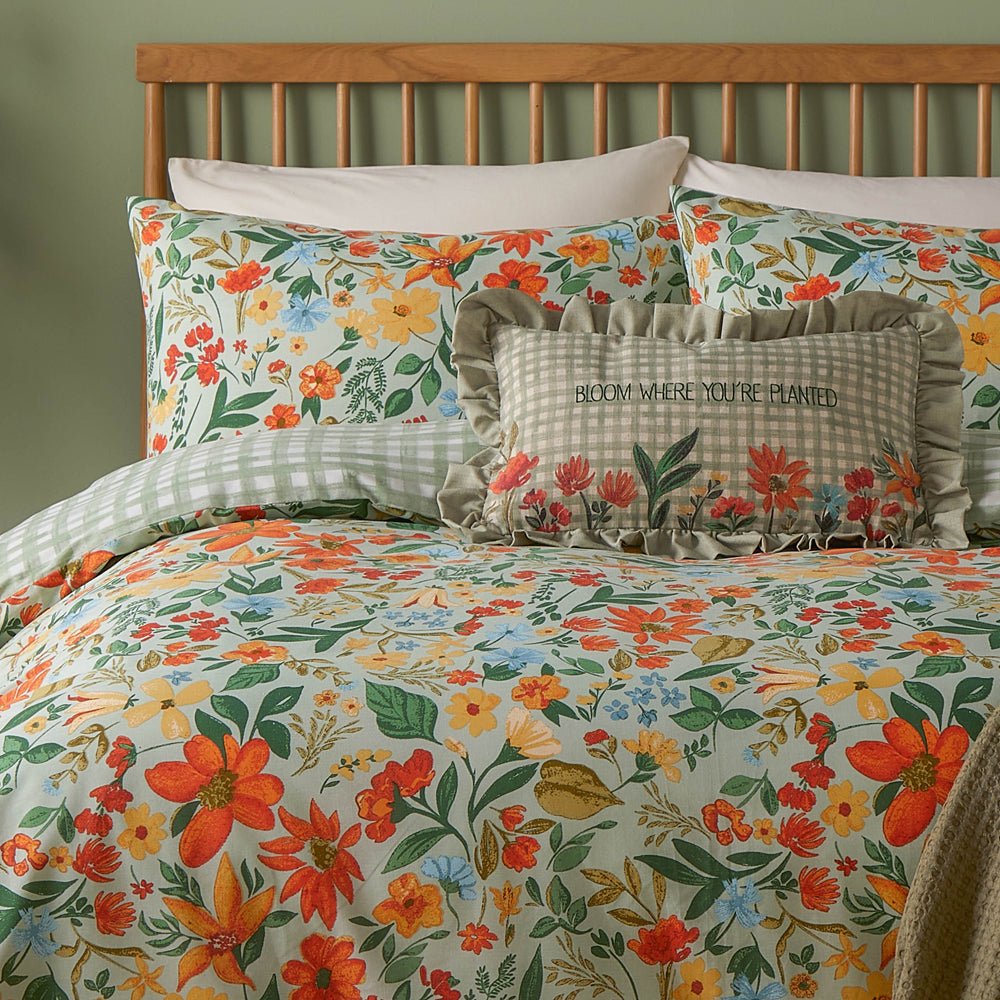 Laura Ashley Meadow Haze Printed Duvet Cover Set Green