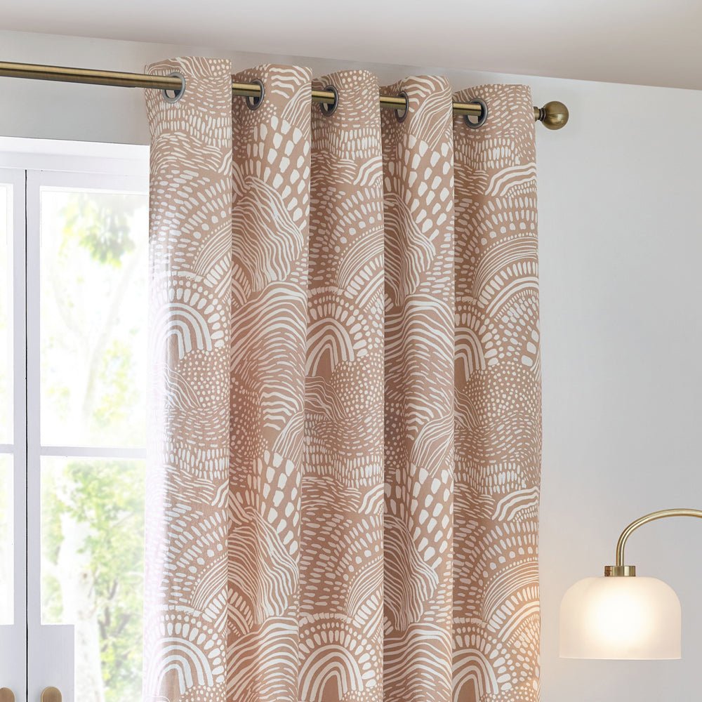 Laura Ashley Nola Abstract Room Darkening Curtains Oat