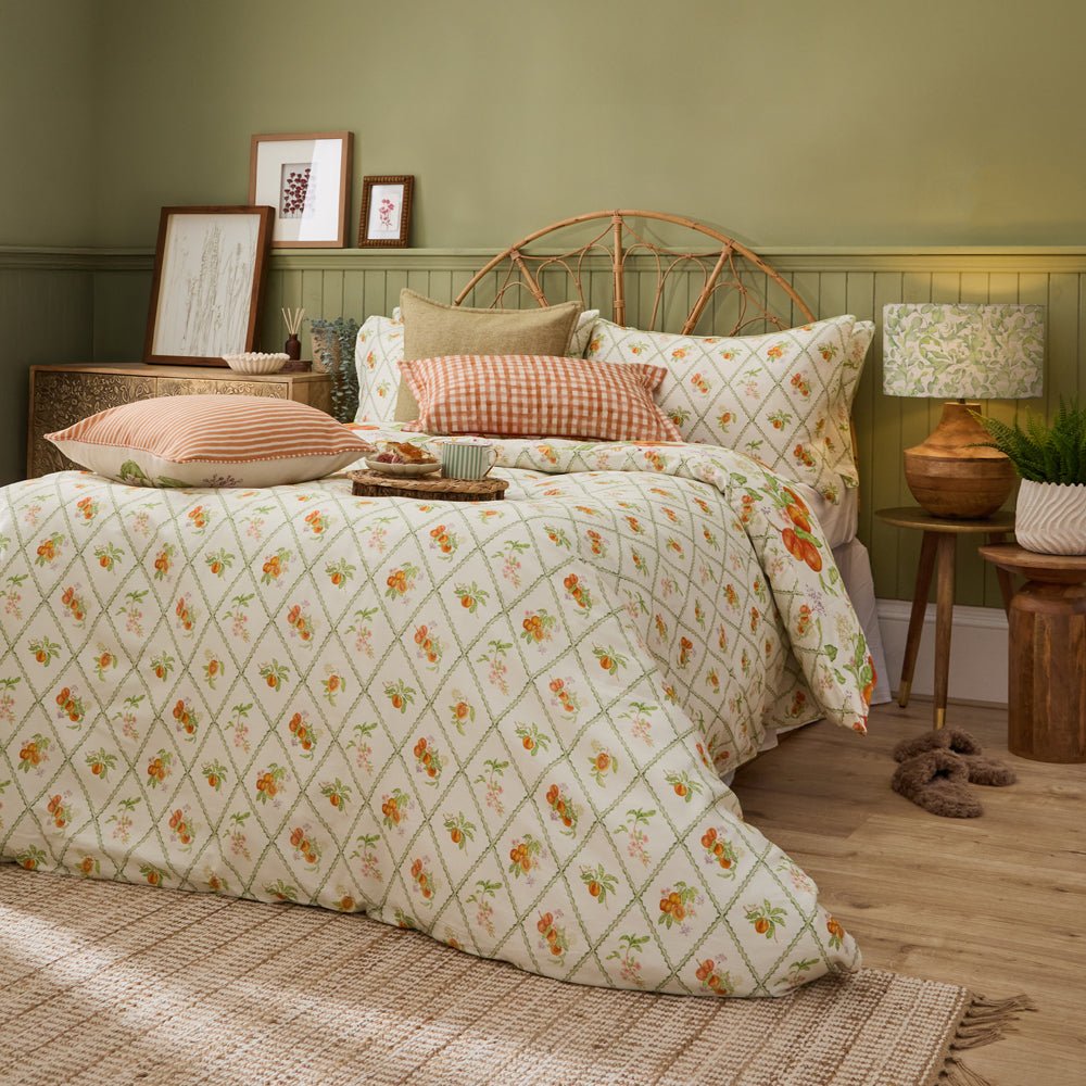 Laura Ashley Peach Harvest Printed Duvet Cover Set Orange