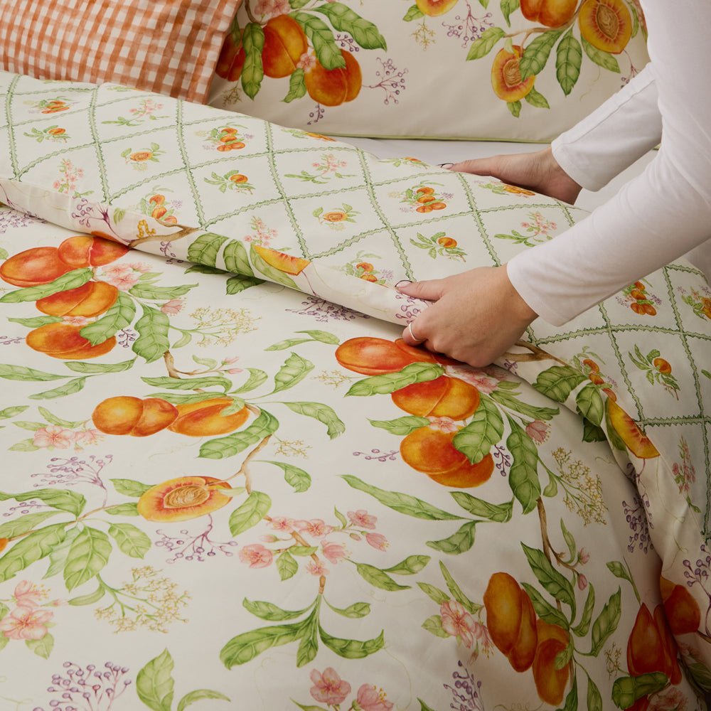 Laura Ashley Peach Harvest Printed Duvet Cover Set Orange