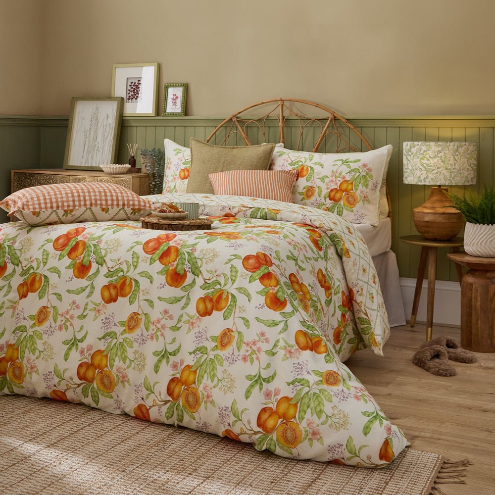 Laura Ashley Peach Harvest Printed Duvet Cover Set Orange