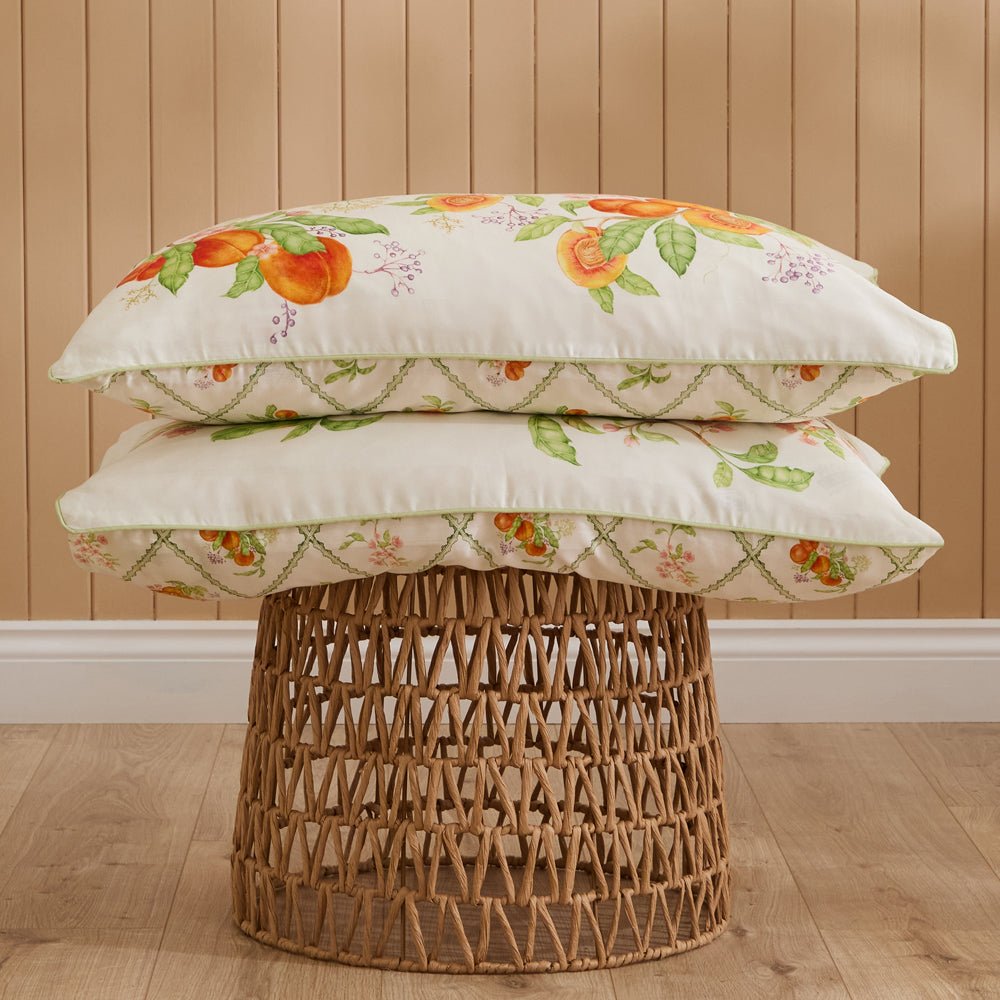 Peach Harvest Printed Piped Pillowcase Pair by Laura Ashley