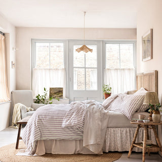 Elderberry Pembroke Stripe Linen Blend Duvet Cover by Laura Ashley
