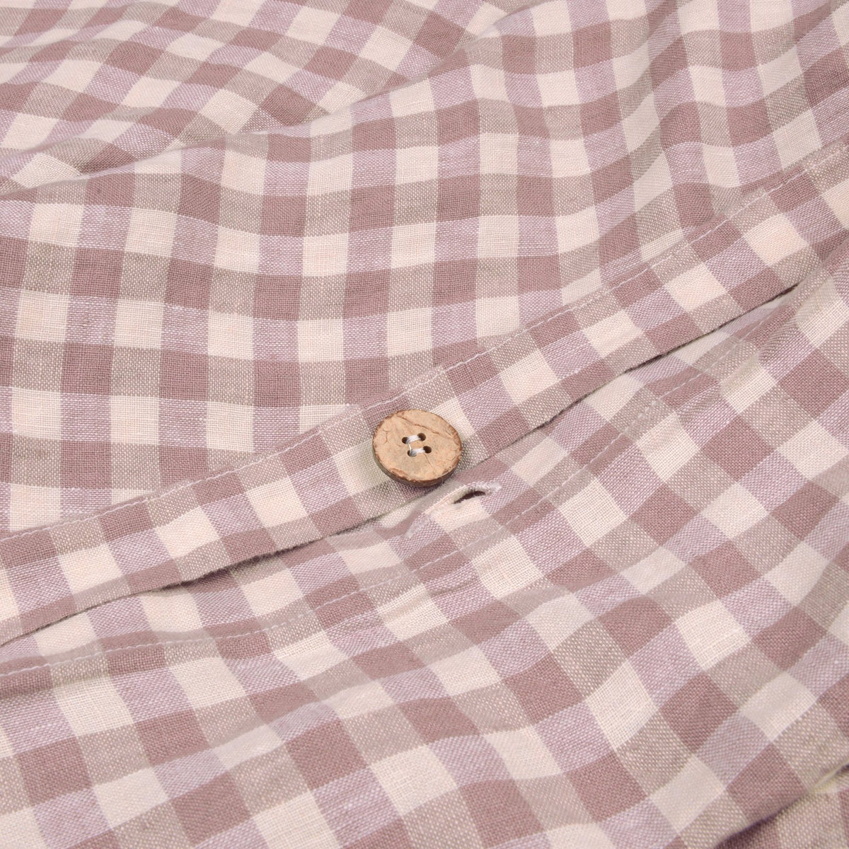 Laura Ashley Elderberry Gingham 100% Linen Duvet Cover