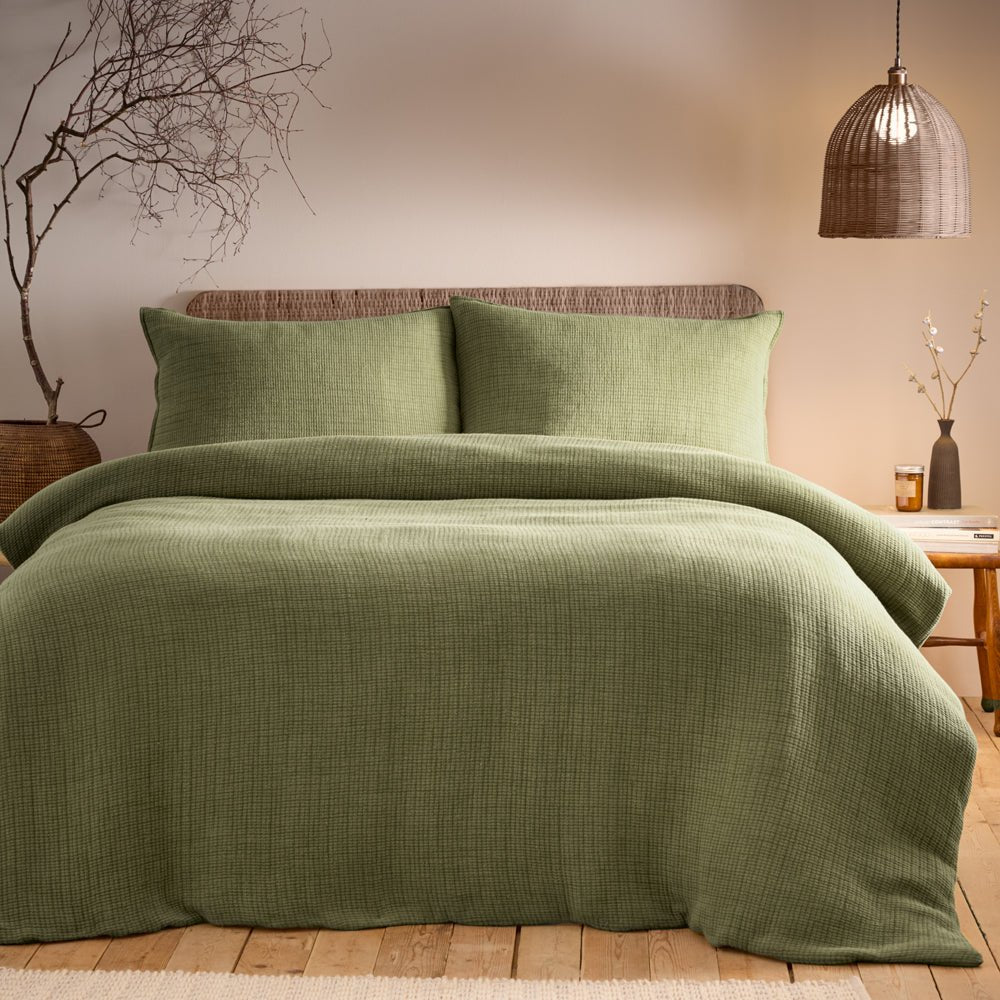 Laura Ashley Ribble Acid Washed Duvet Cover Set Khaki