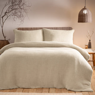 Laura Ashley Ribble Acid Washed Duvet Cover Set Natural