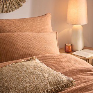 Laura Ashley Ribble Acid Washed Duvet Cover Set Pecan
