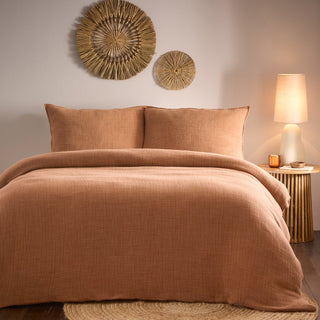 Laura Ashley Ribble Acid Washed Duvet Cover Set Pecan