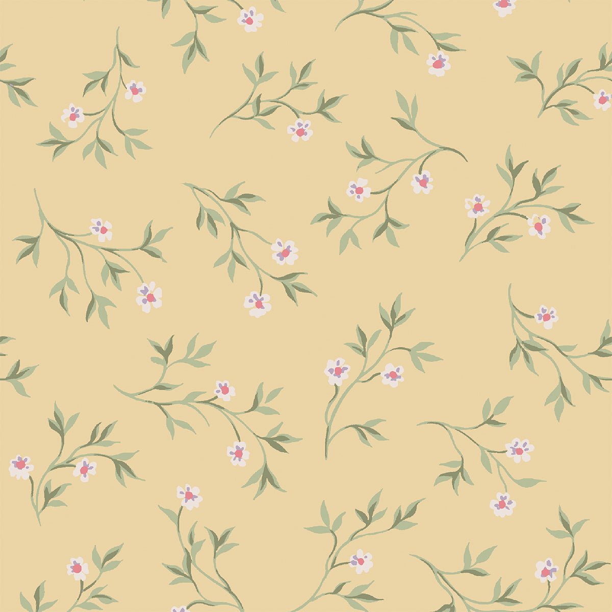 Laura Ashley Chamomile Yellow Spring Sprig Wallpaper