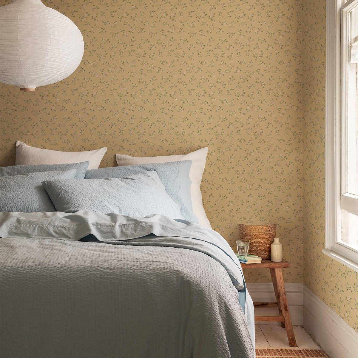 Laura Ashley Chamomile Yellow Spring Sprig Wallpaper