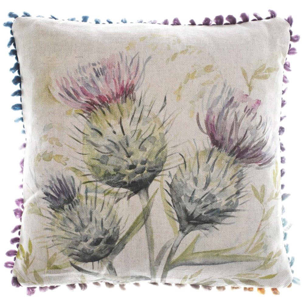 Laura Ashley Thistle Glen Printed Feather Cushion Natural
