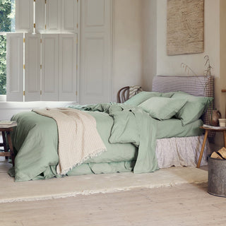 Sage Green Linen Blend Duvet Cover from Laura Ashley