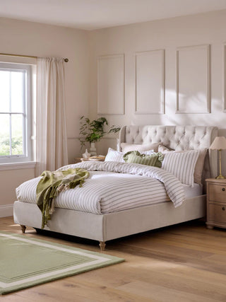 Laura Ashley Hundon Chenille Natural Chatsworth Upholstered Ottoman Bed
