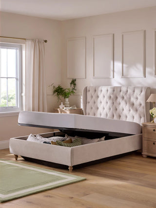 Laura Ashley Hundon Chenille Natural Chatsworth Upholstered Ottoman Bed