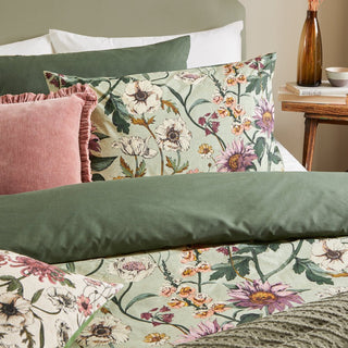 Laura Ashley Wallflower Botanical Duvet Cover Set Celadon Green