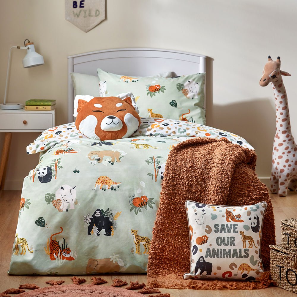 Laura Ashley Wildlife Animal Reversible Duvet Cover Set Green