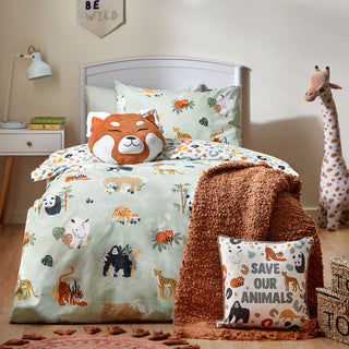 Laura Ashley Wildlife Animal Reversible Duvet Cover Set Green