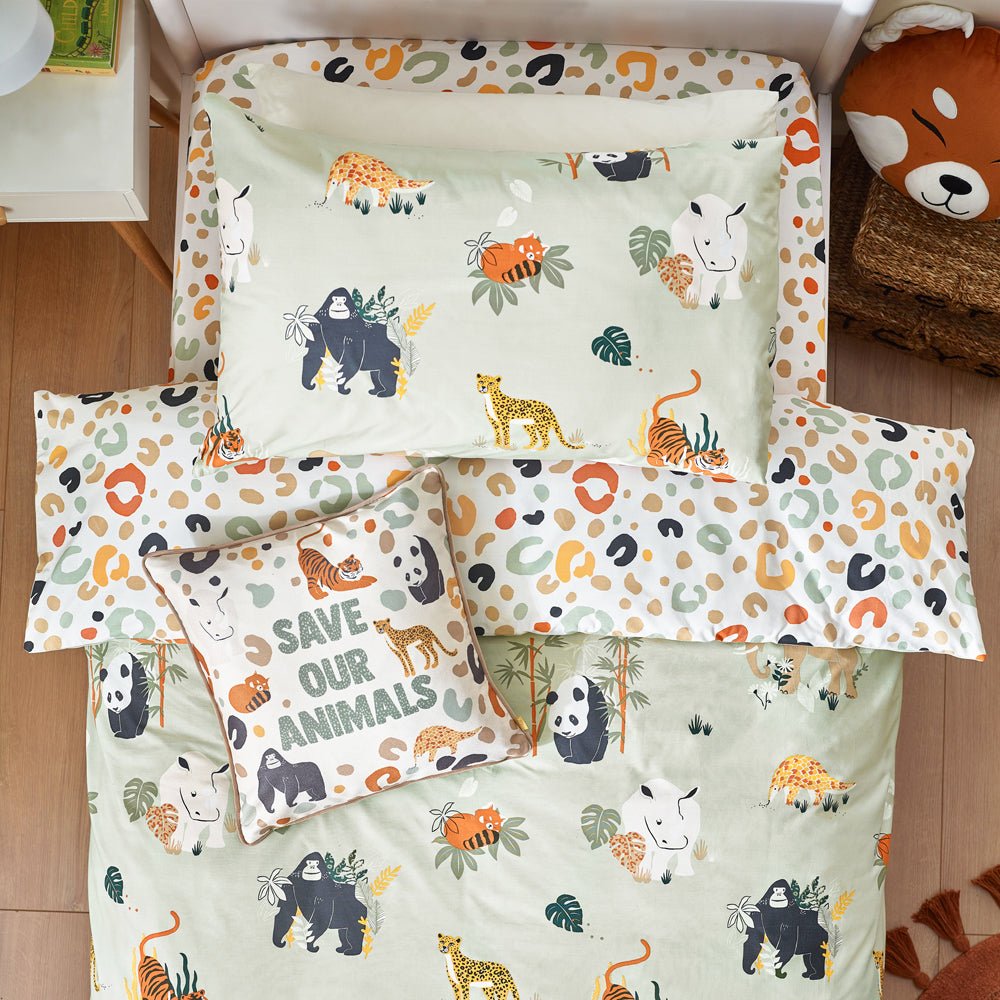 Laura Ashley Wildlife Animal Reversible Duvet Cover Set Green