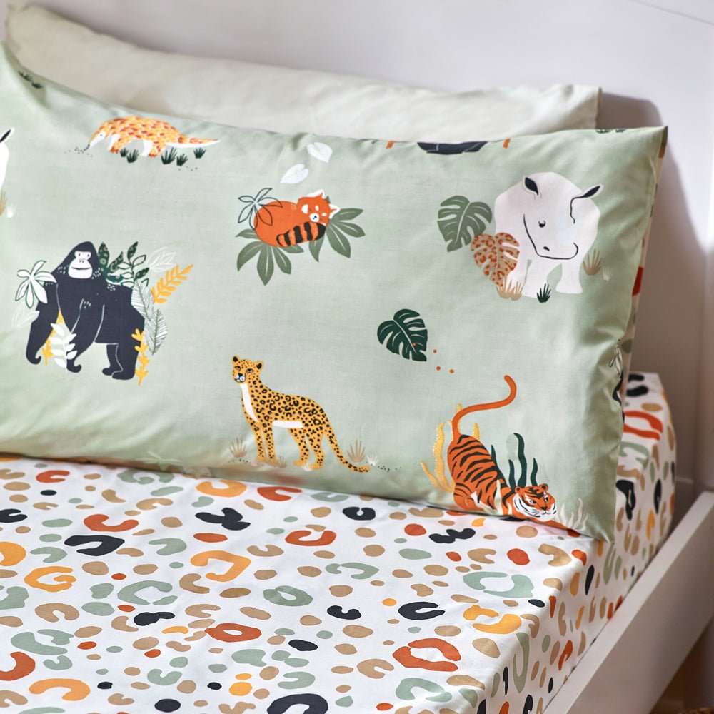 Laura Ashley Wildlife Animal Print Fitted Bed Sheet Green