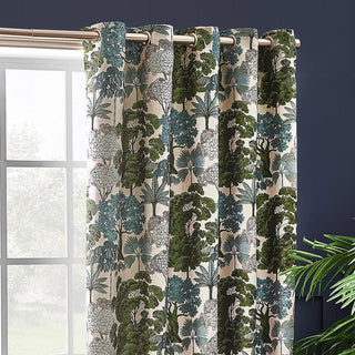 Laura Ashley Woodlands Floral Jacquard Room Darkening Curtains Green