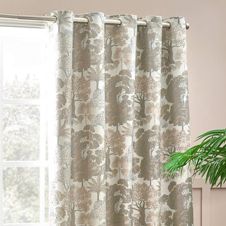 Laura Ashley Woodlands Floral Jacquard Room Darkening Curtains Natural