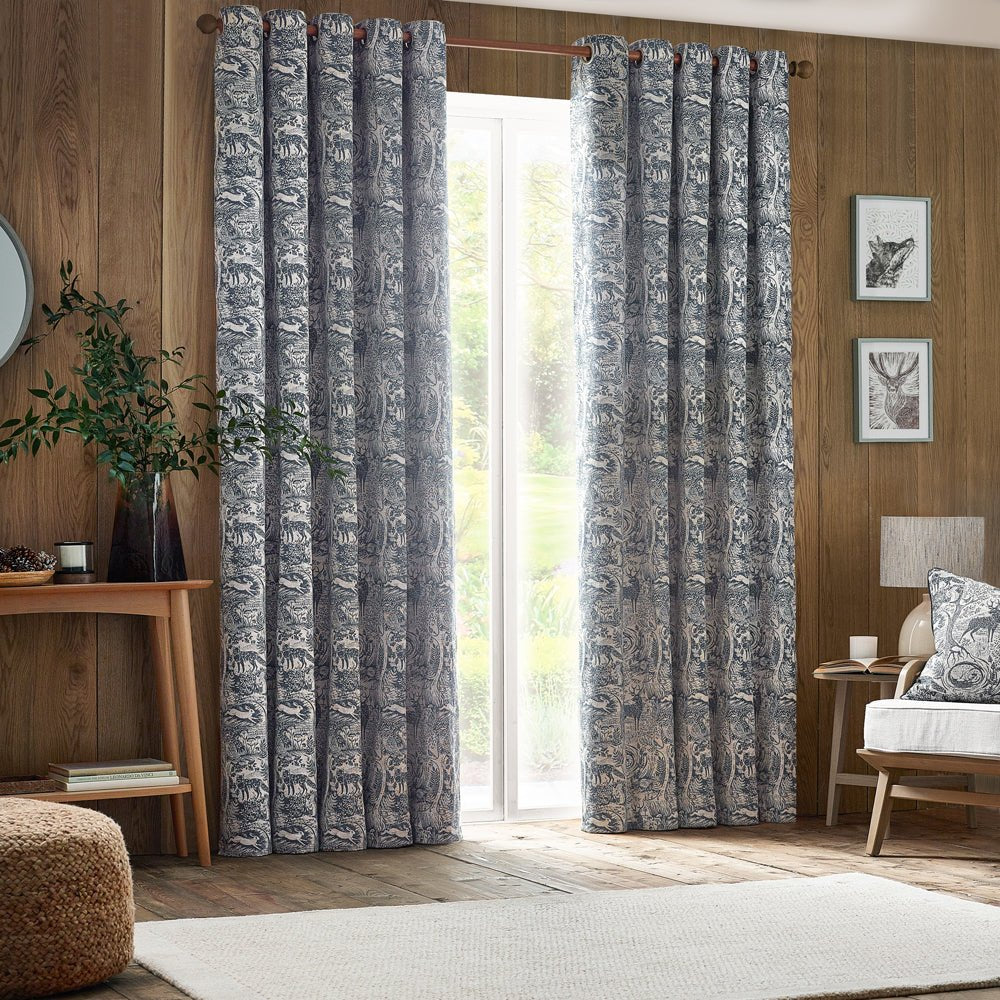 Laura Ashley Winter Woods Chenille Room Darkening Curtains Midnight