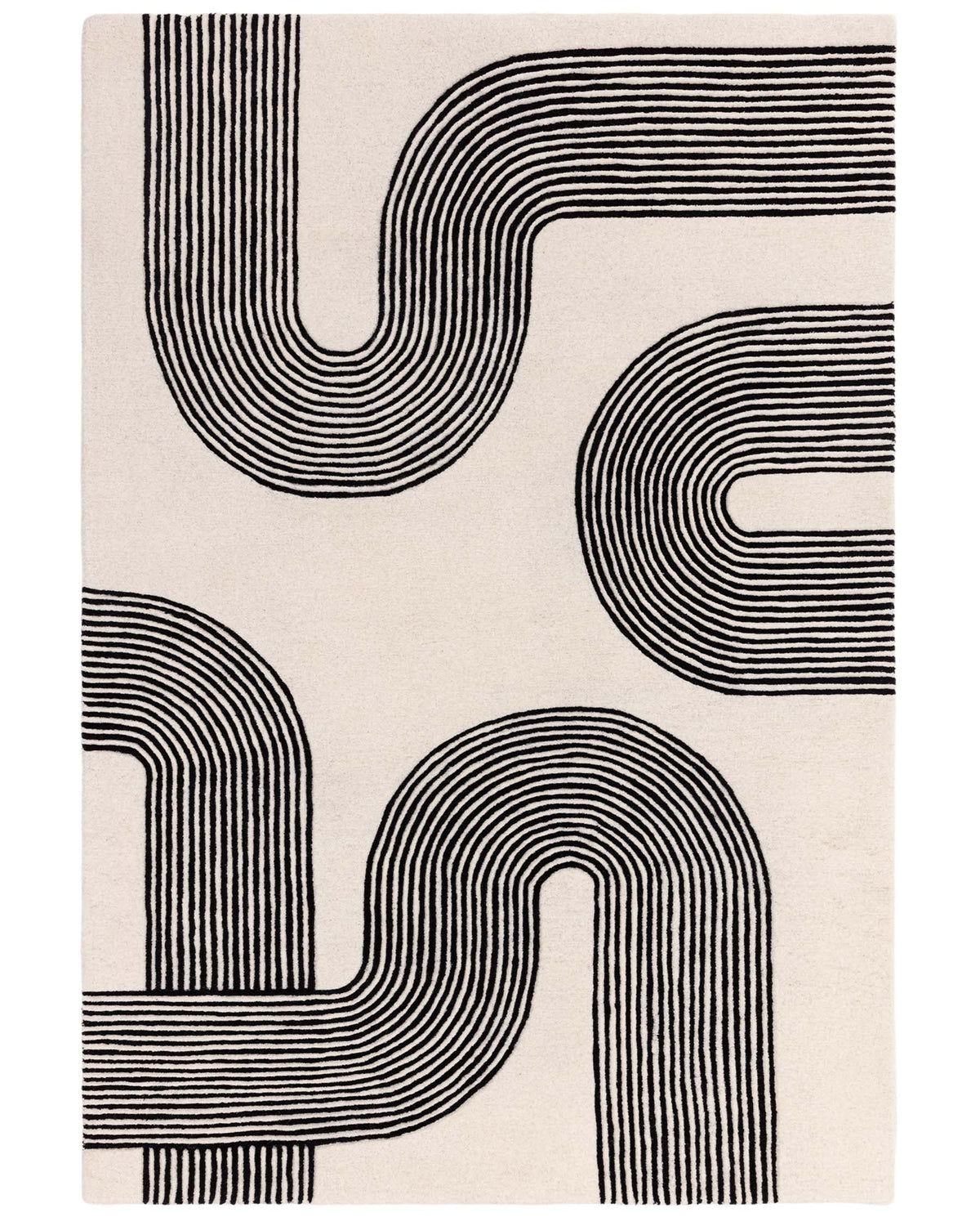 Abstract Lines black and cream wool large rug – Laura Ashley UK