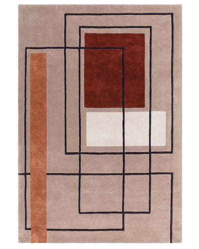 Abstract Squares deep Laura Ashley red wool medium rug