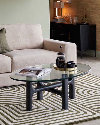 Abstract Swirl dark green wool large rug – Laura Ashley
