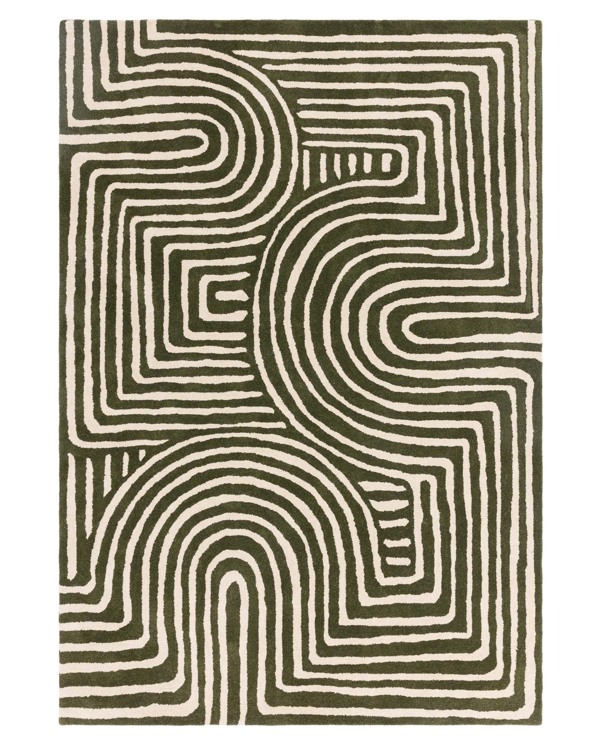 Abstract Swirl dark green wool large rug – Laura Ashley