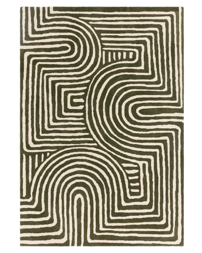 Abstract Swirl dark green wool large rug – Laura Ashley
