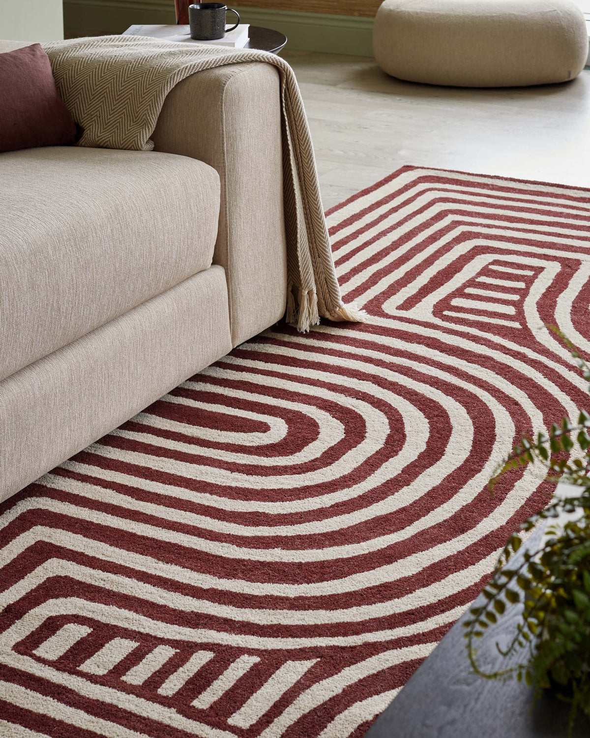 Abstract Swirl deep Laura Ashley UK red wool medium rug