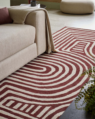 Abstract Swirl deep Laura Ashley UK red wool medium rug