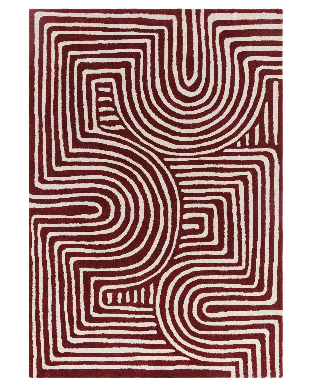 Abstract Swirl deep Laura Ashley UK red wool medium rug