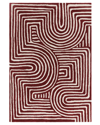Abstract Swirl deep Laura Ashley UK red wool medium rug