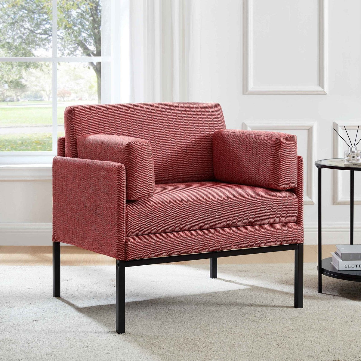 Ada Accent Chair - Berry Chevron – Black & Feather
