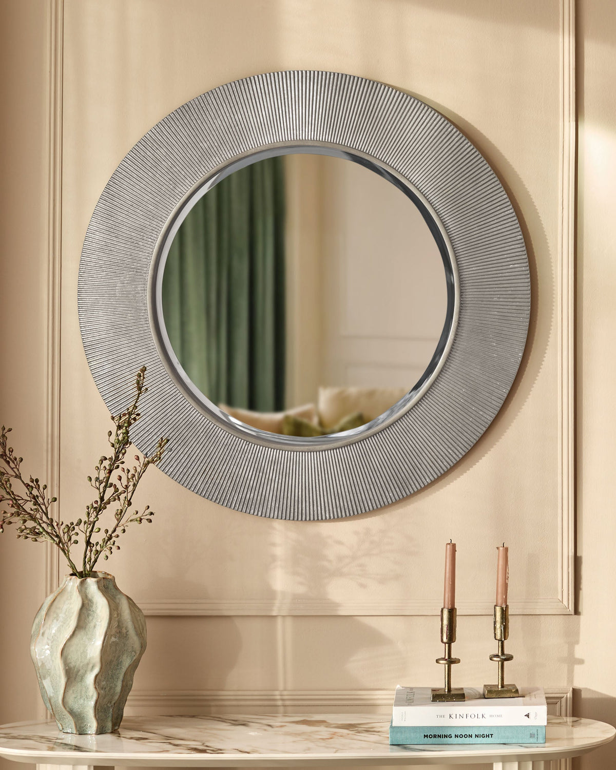 Alexa silver Laura Ashley round wall mirror