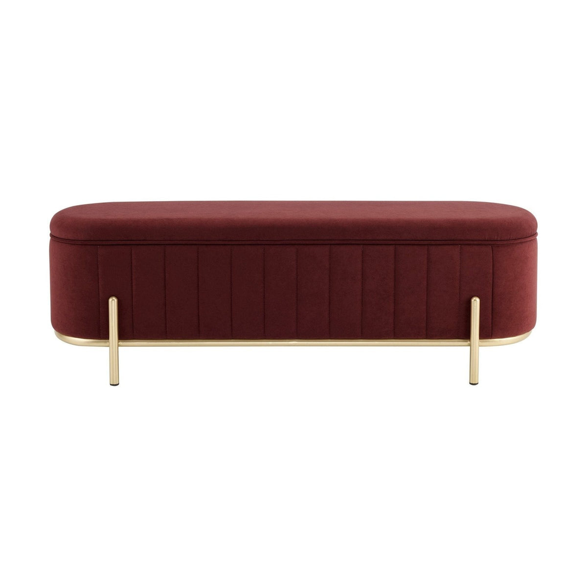 Altrincham Panelled Storage Feather & Black Ottoman - Rust