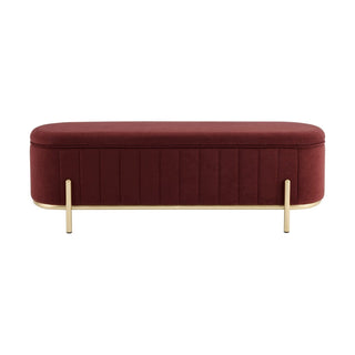 Altrincham Panelled Storage Feather & Black Ottoman - Rust